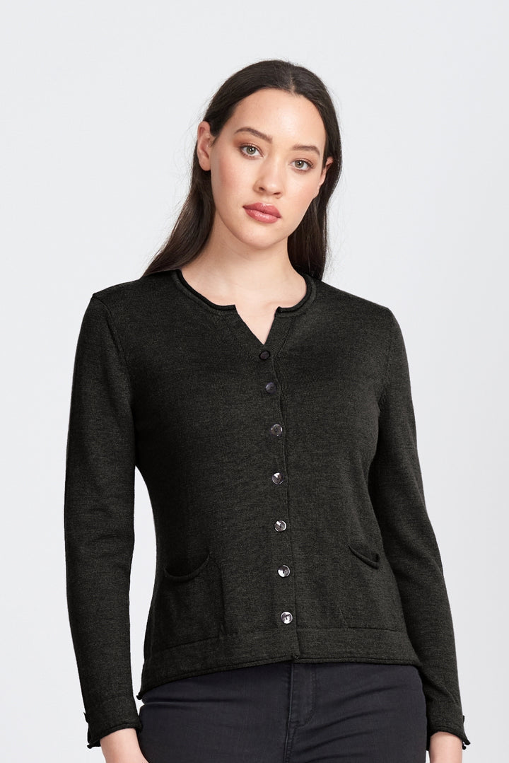 Shell Button Pocket Cardigan