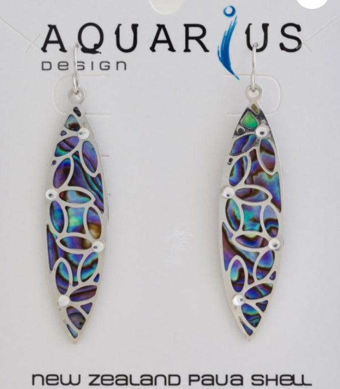 Paua Leaf With Filigree & Crystal Earrings