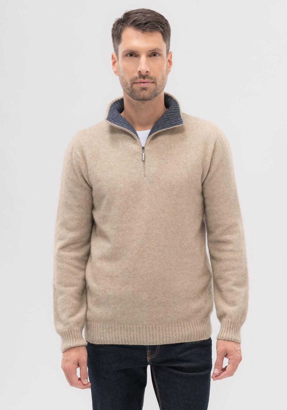Contrast Half Zip Sweater