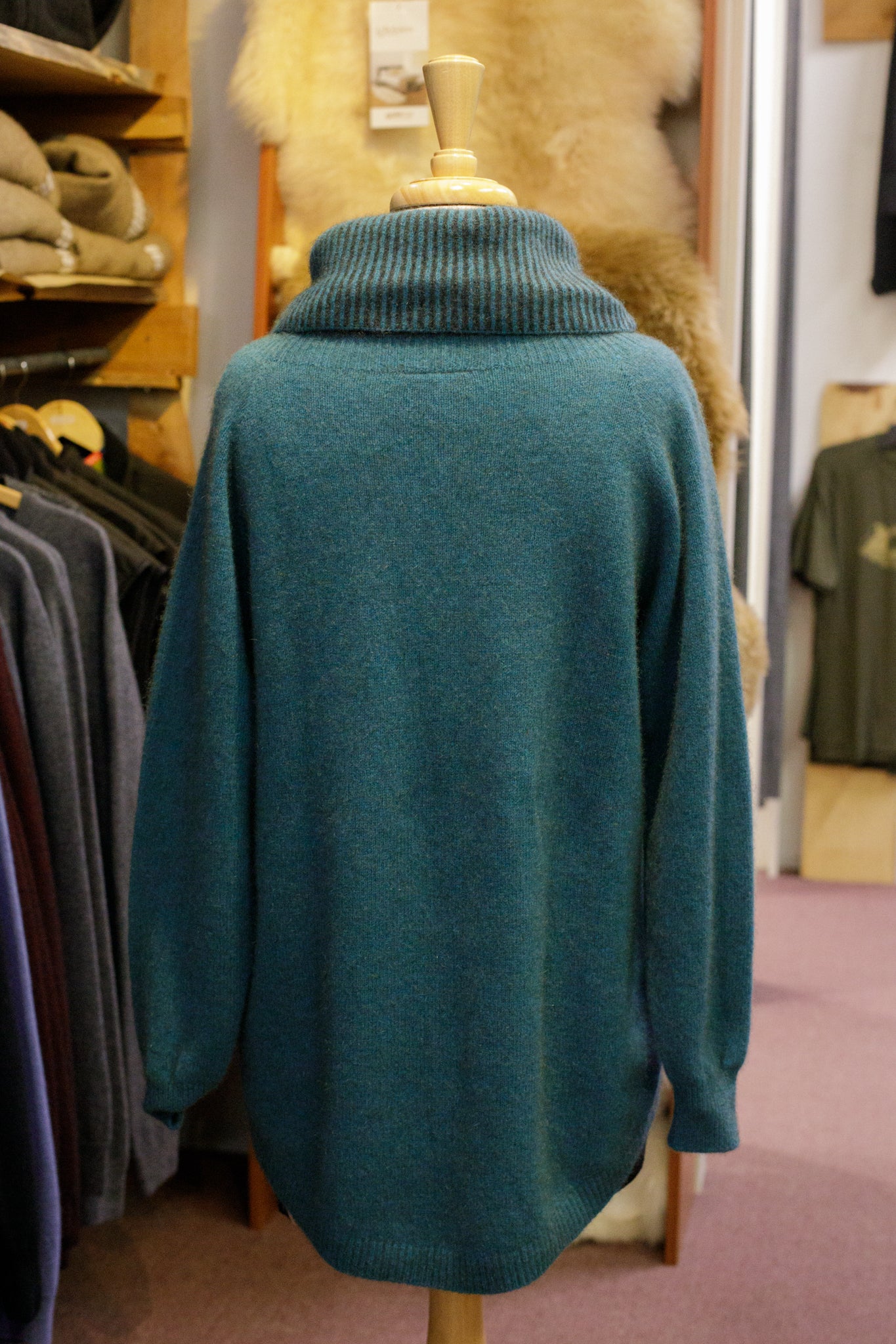 Curved Hem Cowl Neck Jumper