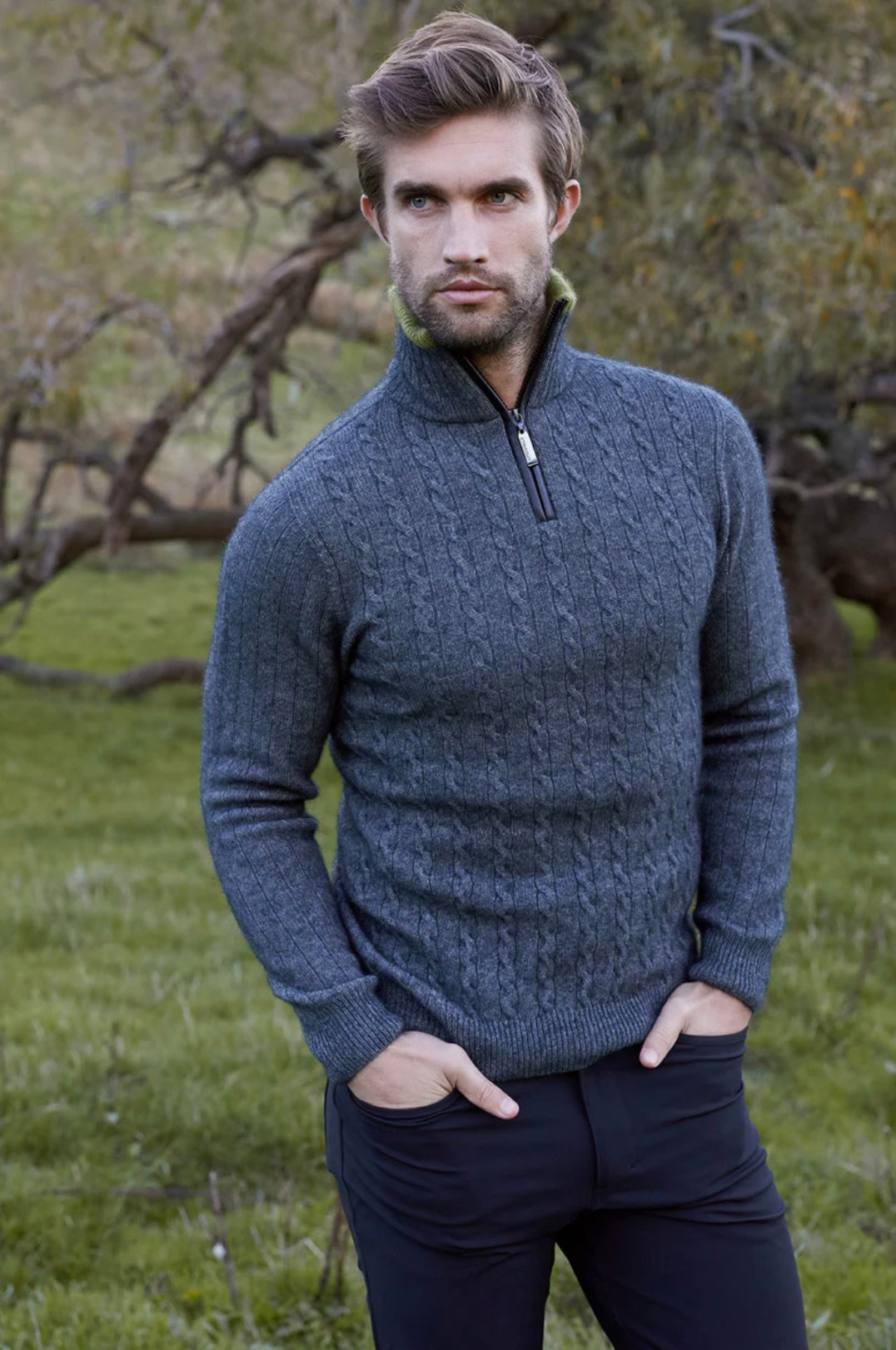 Cable Jersey With Contrast Trim