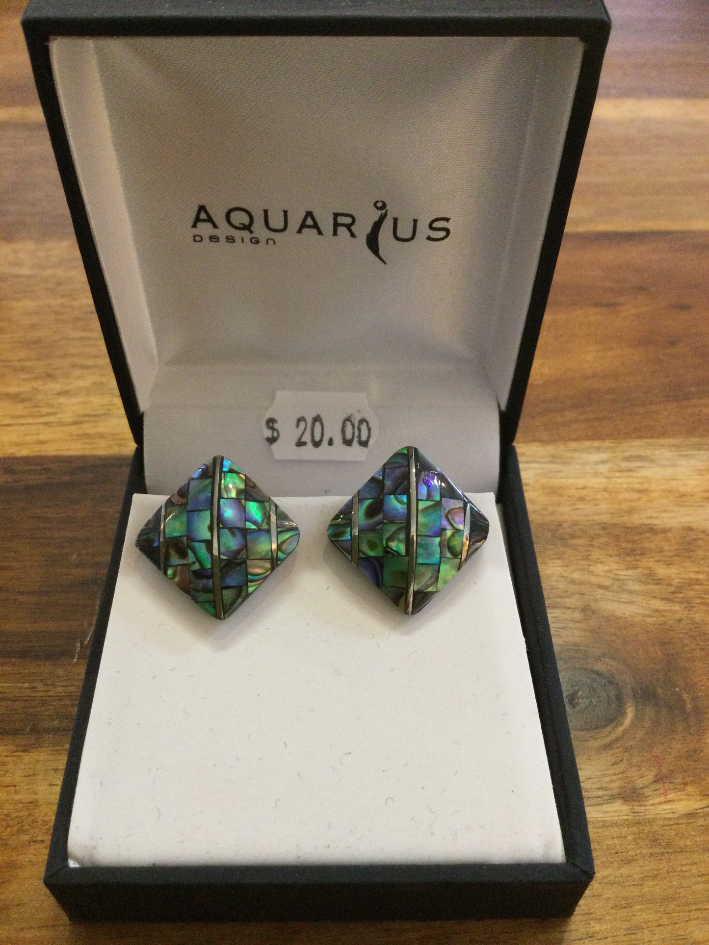 Paua Diamond Mosaic Clip-On Earrings