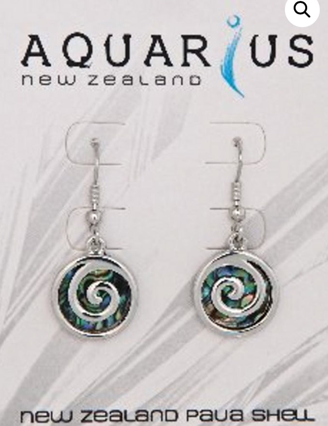 Paua Metal Koru Earrings