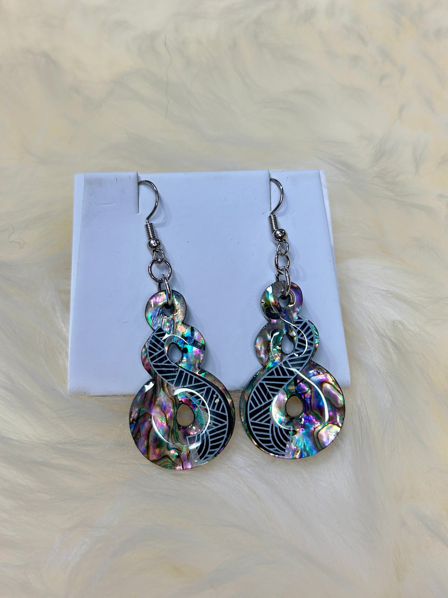Paua Shell Maori Pikorua Hook Earrings