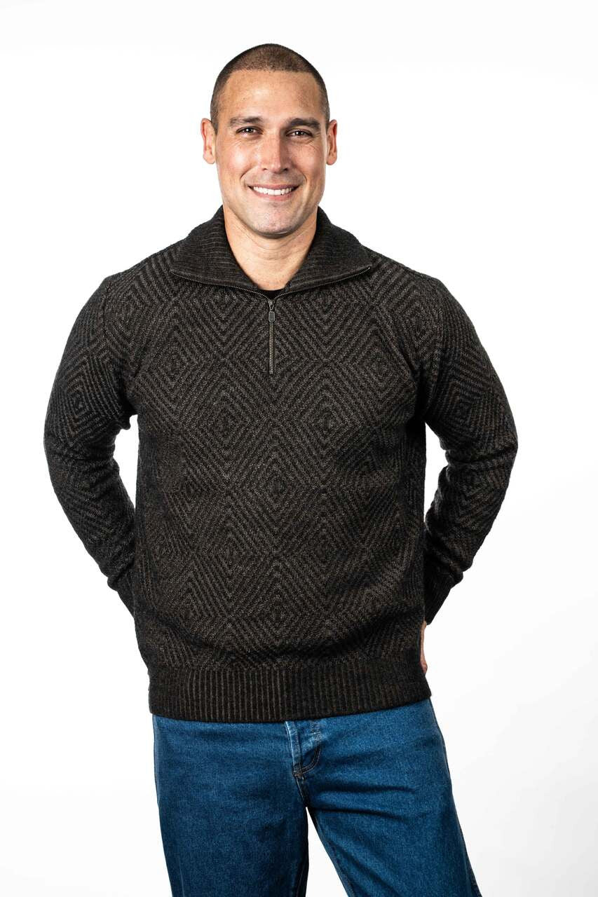 Mens Diamond Plated Zip Jumper