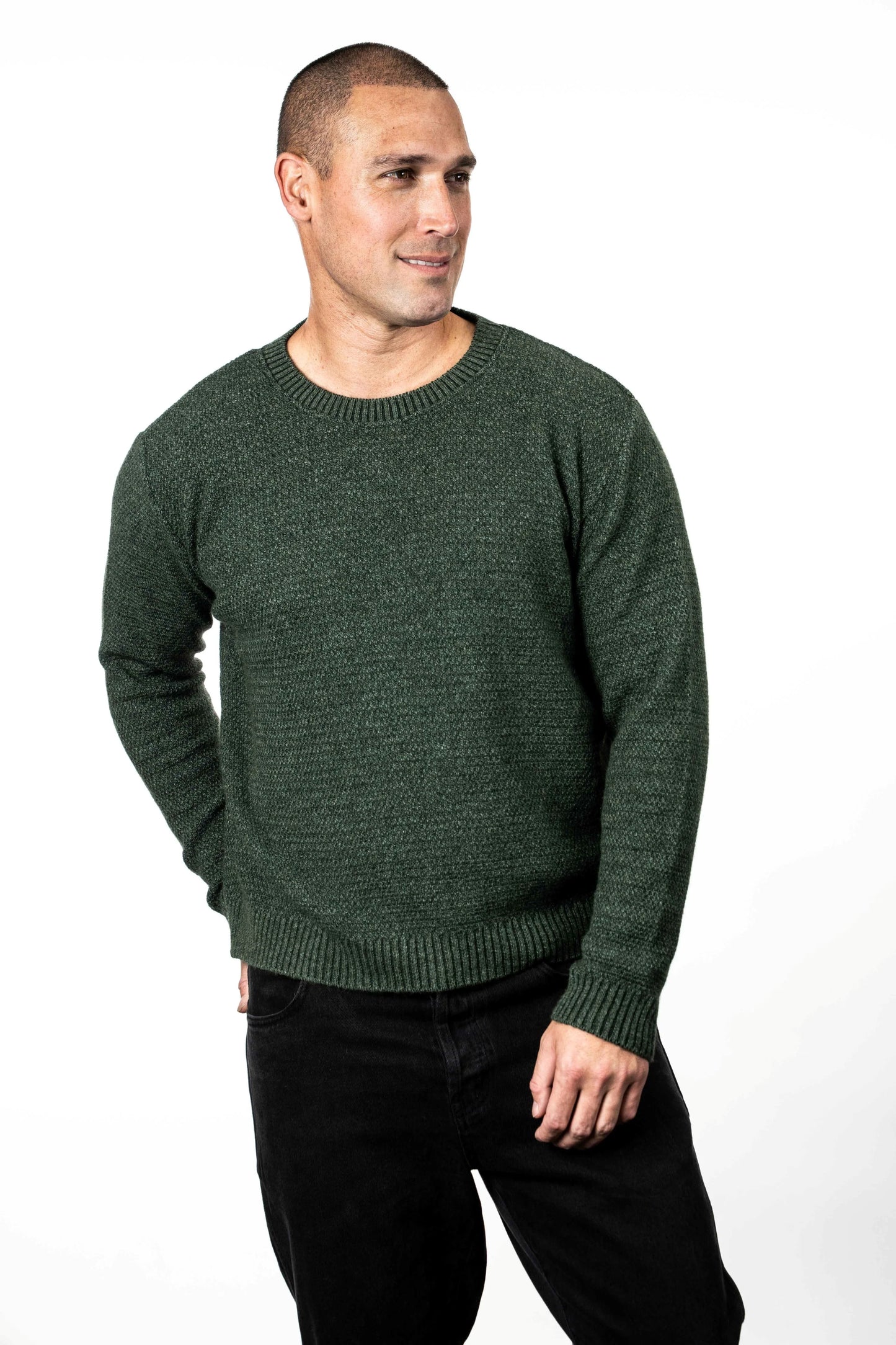 Mens Moss Stitch Plated Jumper
