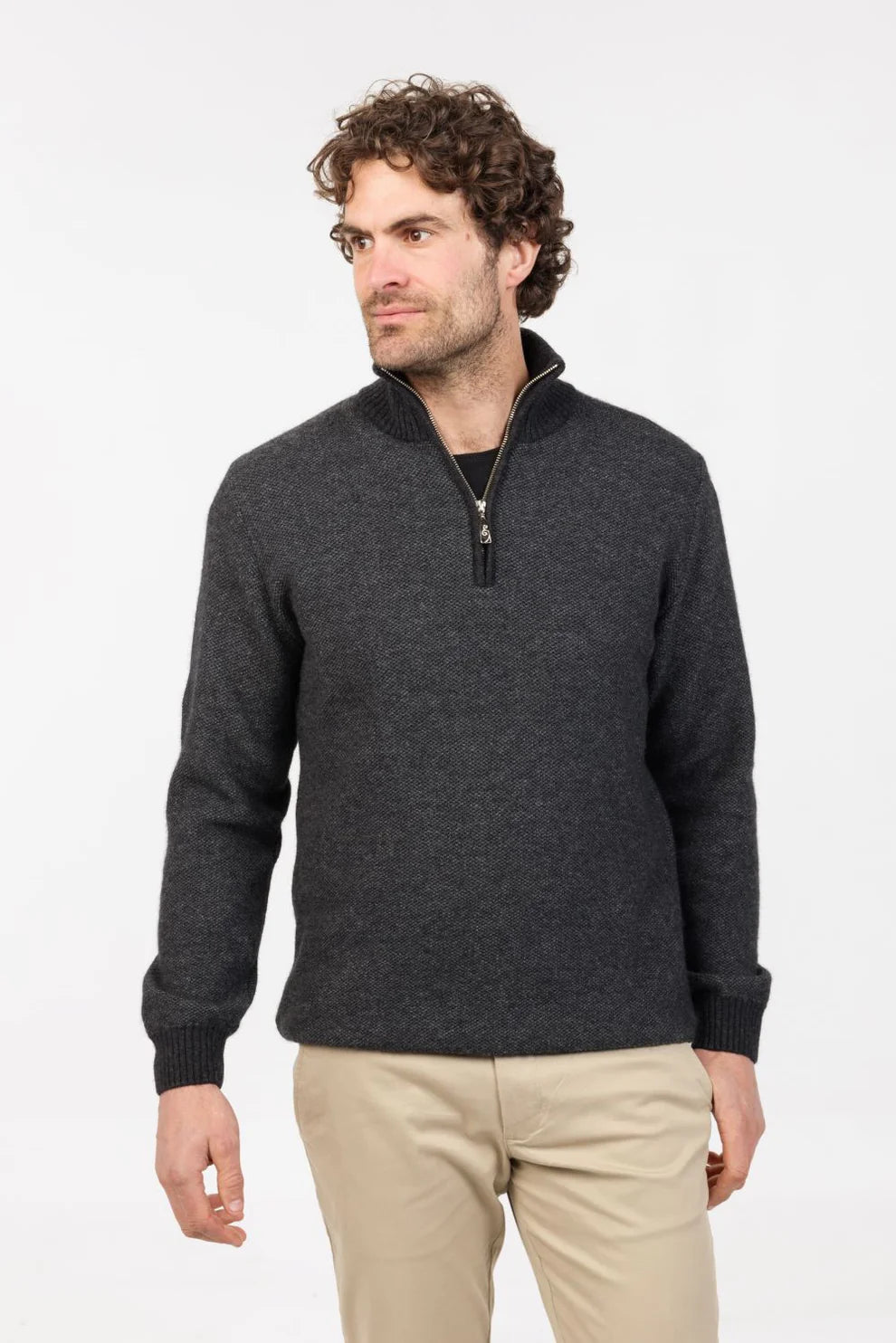 Textured Half Zip Sweater