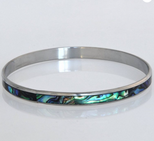 Paua Steel 5mm Folded Bangle
