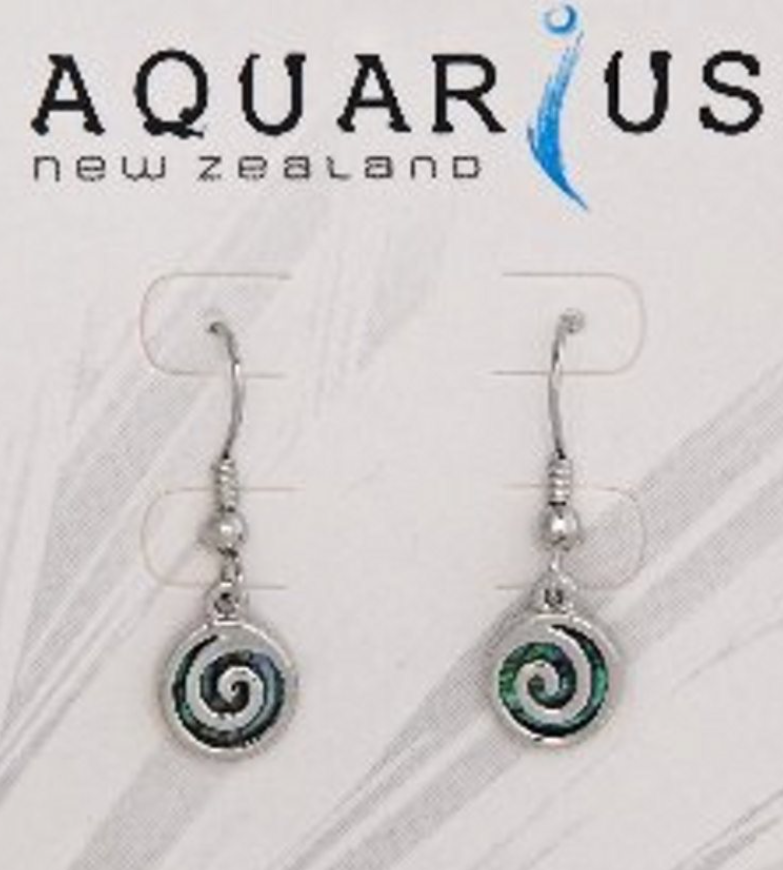 Paua Metal Spiral Hook Earrings