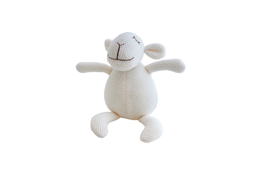Sleeping Sheep Knitted White with Rattle