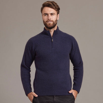 Short Zip Rib Sweater