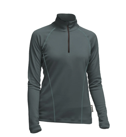 Merino Ladies Charcoal Light-weight Half Zip