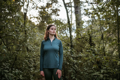 Merino Ladies Charcoal Light-weight Half Zip