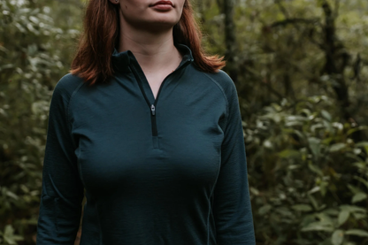 Merino Ladies Charcoal Light-weight Half Zip