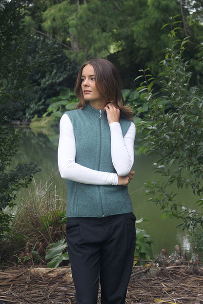 Zip Vest With Rib Detail