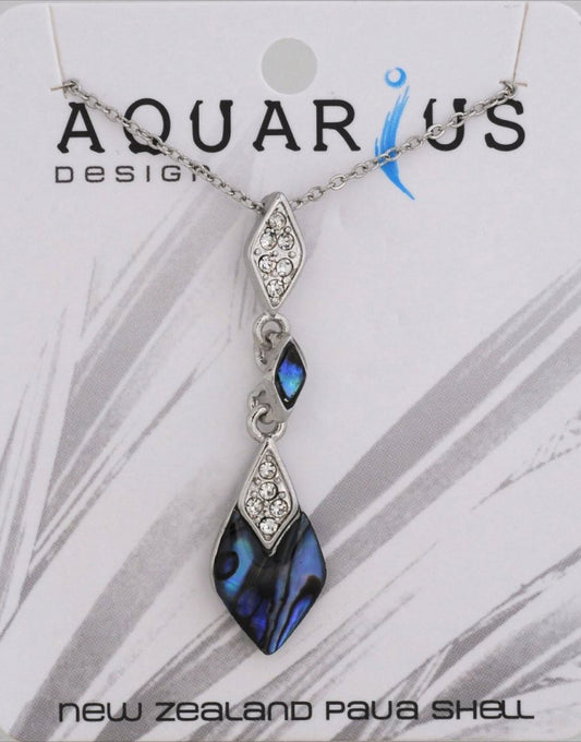 Paua Teardrop With Crystal Pendant