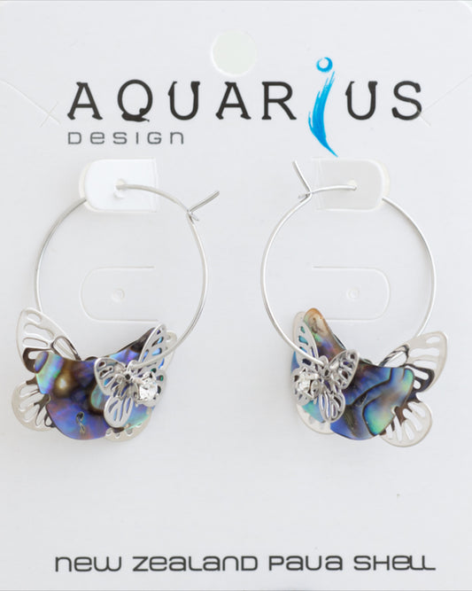 Paua Multi Butterfly Hoop Earrings