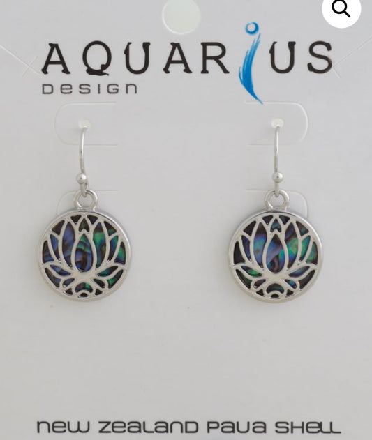 Paua Lotus Small Hook Earrings