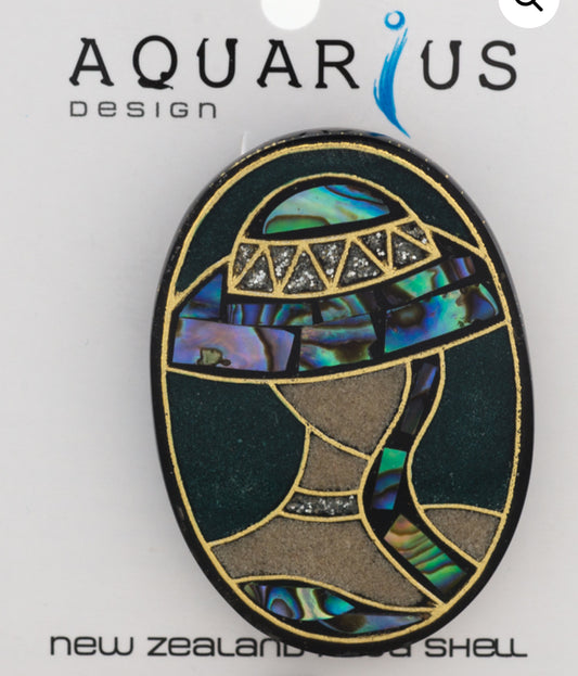 Oval Paua Hat Brooch