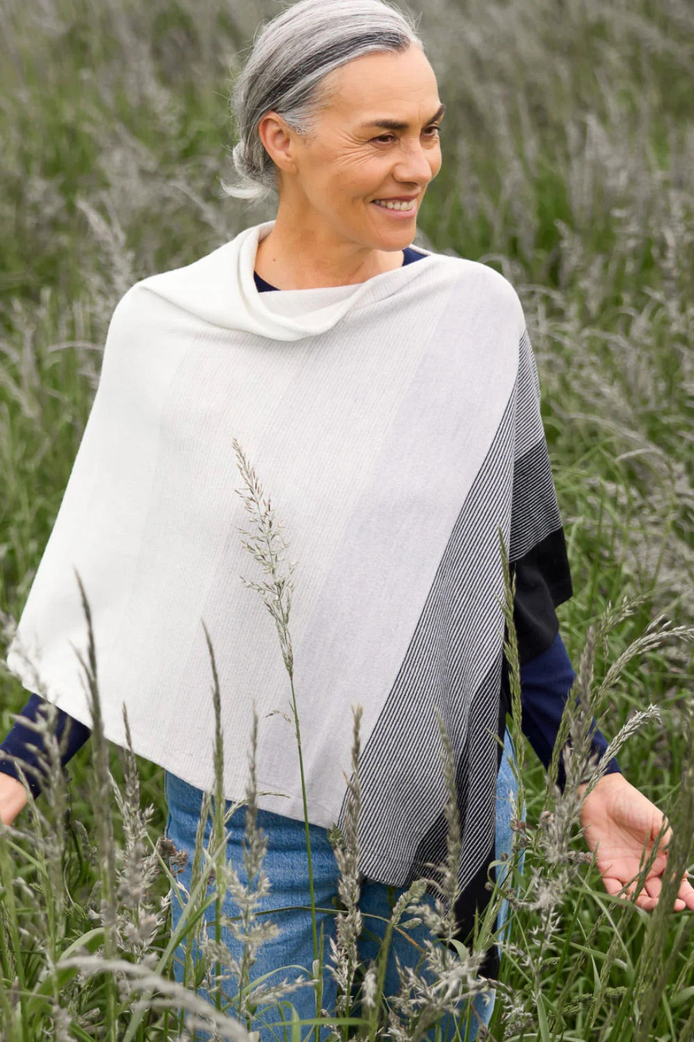 Graduated Stripe Poncho