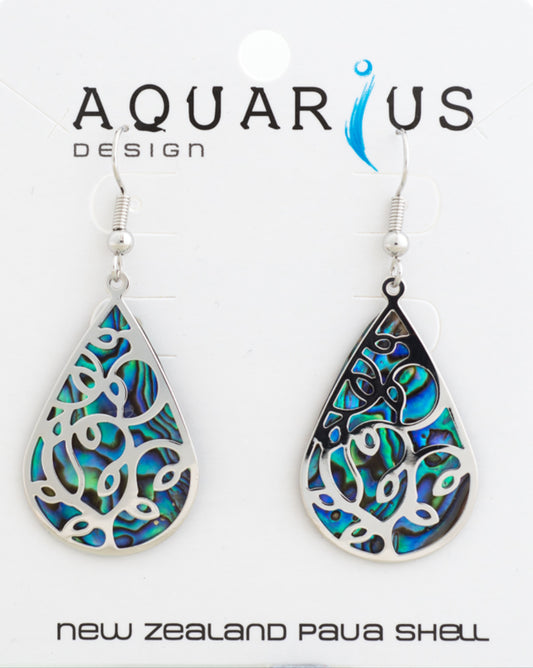 Paua Teardrop With Overlay Earrings