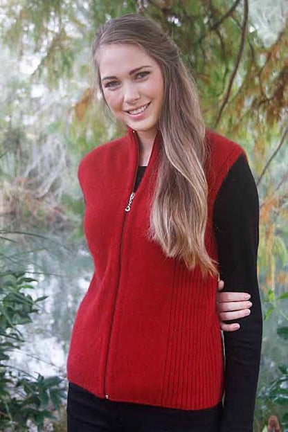 Zip Vest With Rib Detail