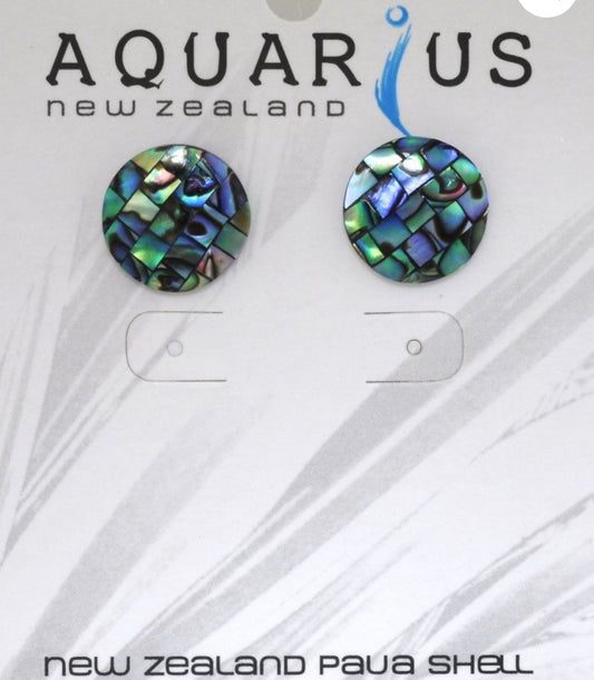 Paua Round Mosaic Earrings