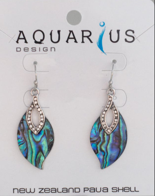 Paua Leaf With Crystal Earrings