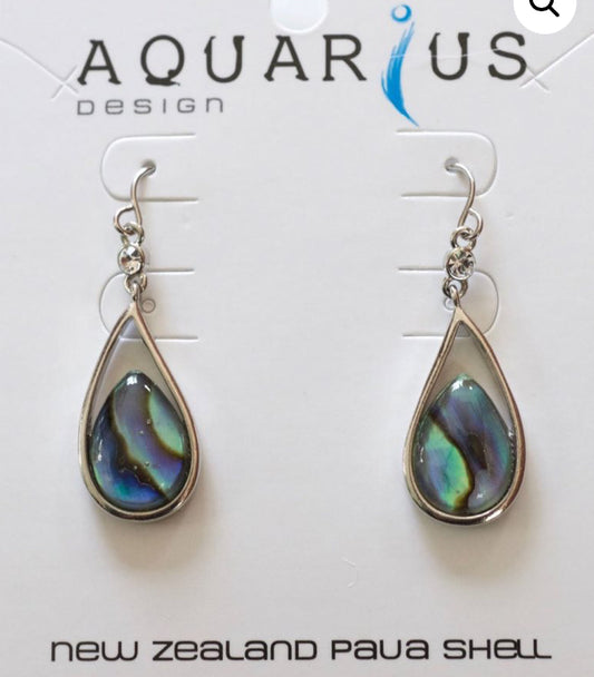 Paua Teardrop With Crystal Earrings