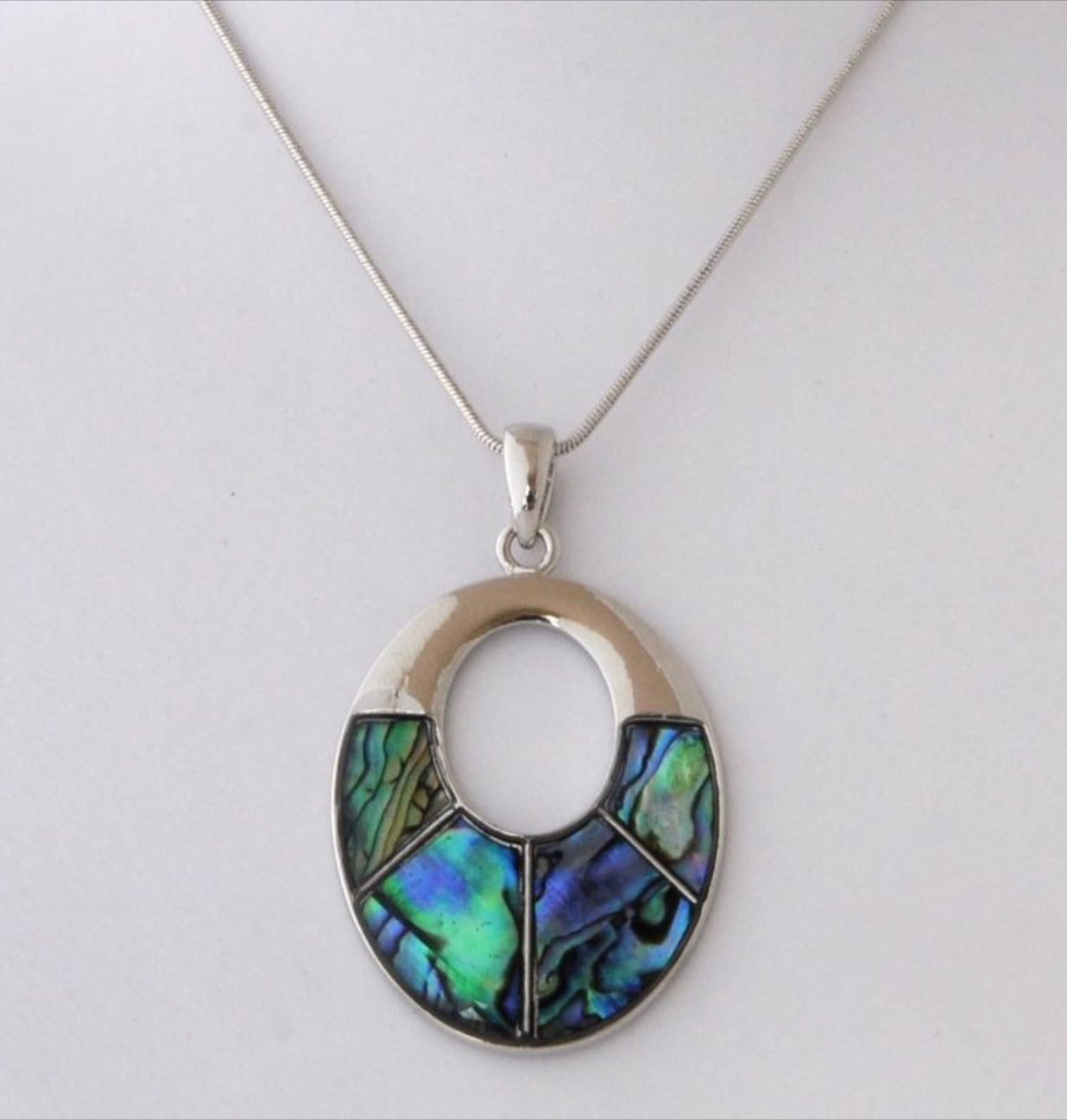 Paua Small Sectioned Oval Pendant