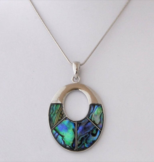 Paua Small Sectioned Oval Pendant