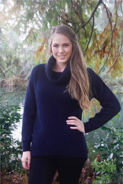Curved Hem Cowl Neck Jumper