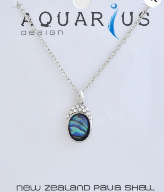 Paua Oval With Crystal Pendant