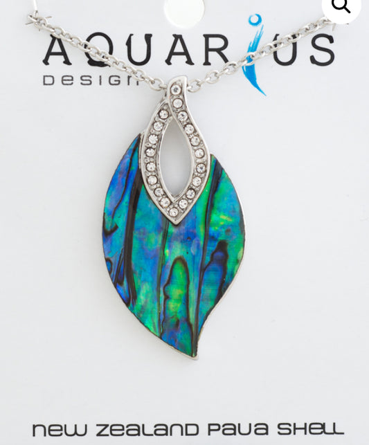 Paua Leaf With Crystal Pendant