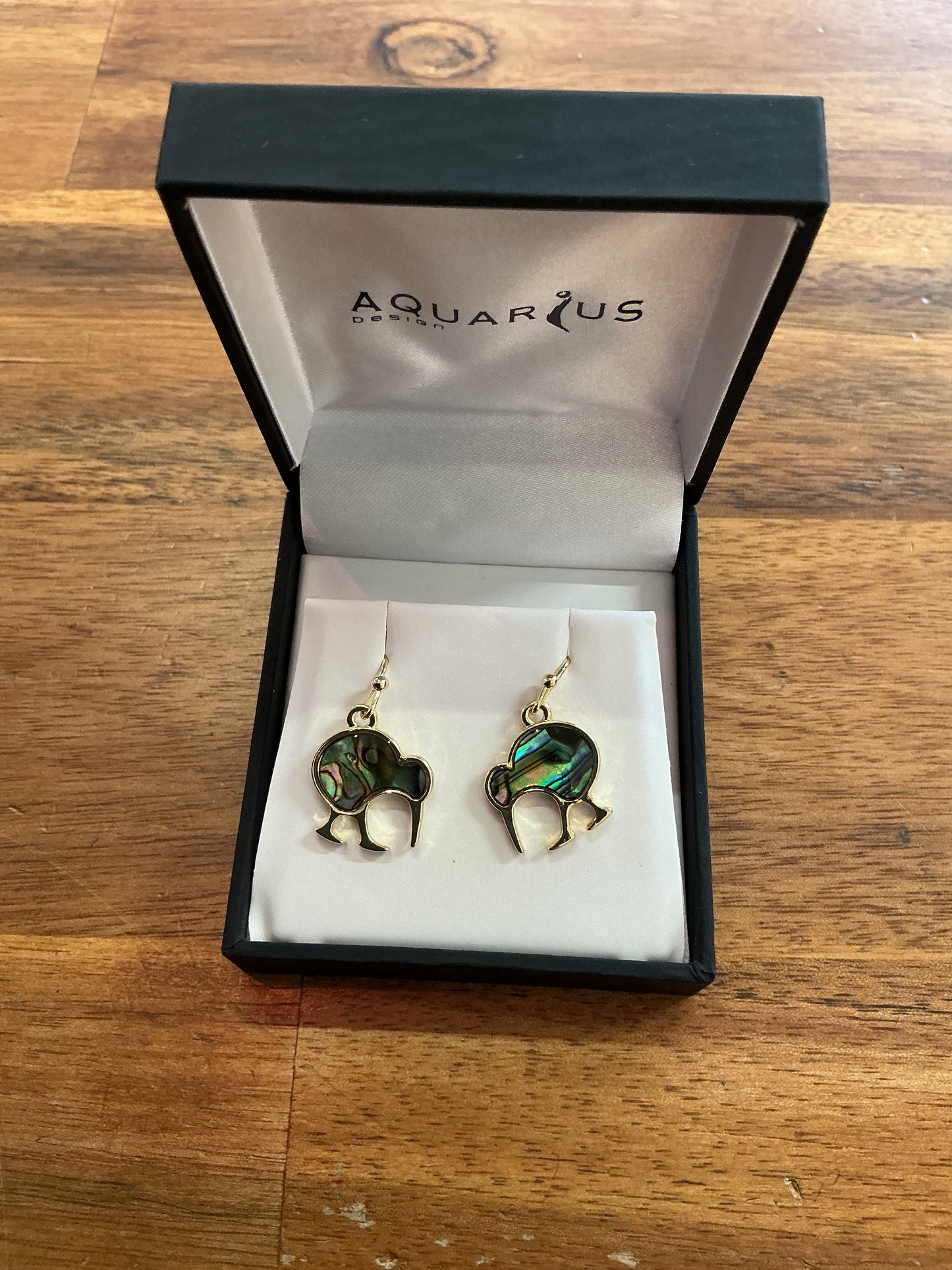 Natural Paua Walking Kiwi Earrings