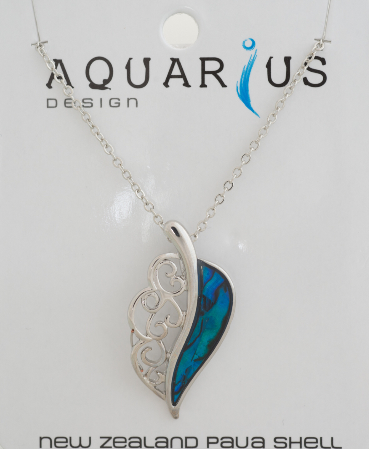 Paua Leaf Pendant with Intricate Design