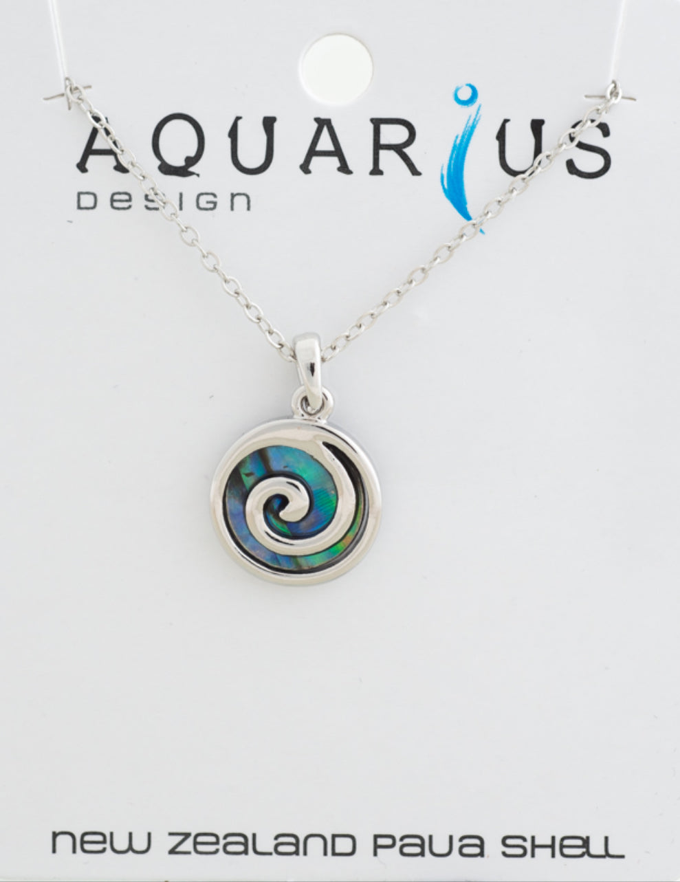 Paua Metal Koru Pendant
