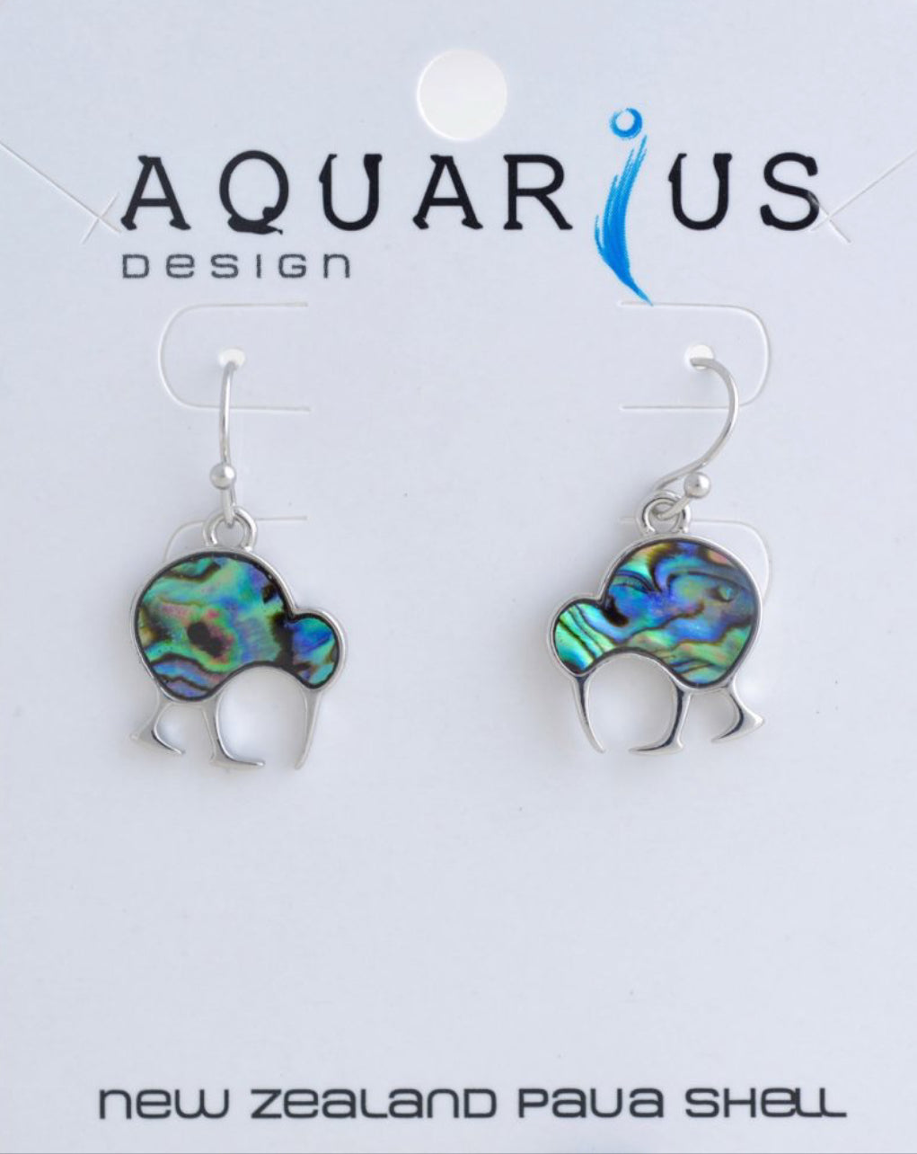 Natural Paua Walking Kiwi Earrings