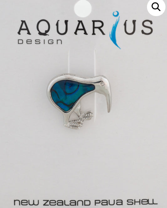 Dyed Paua Small Kiwi Brooch