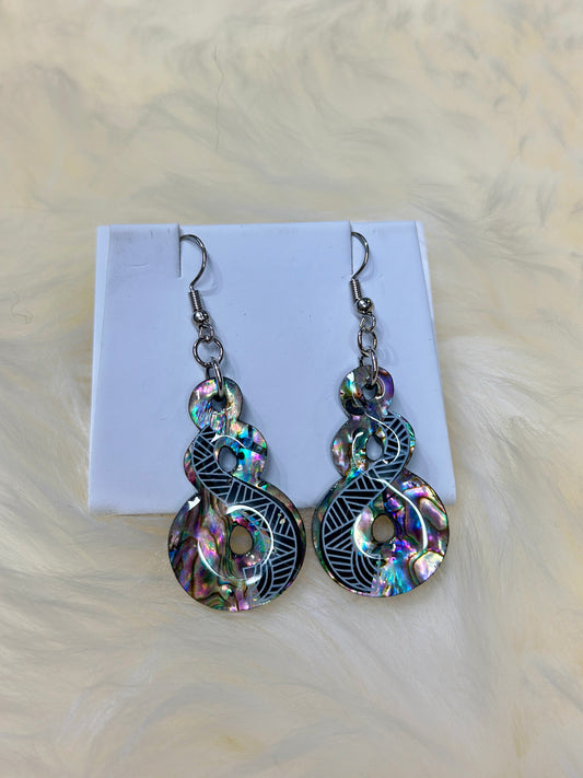 Paua Shell Maori Pikorua Hook Earrings