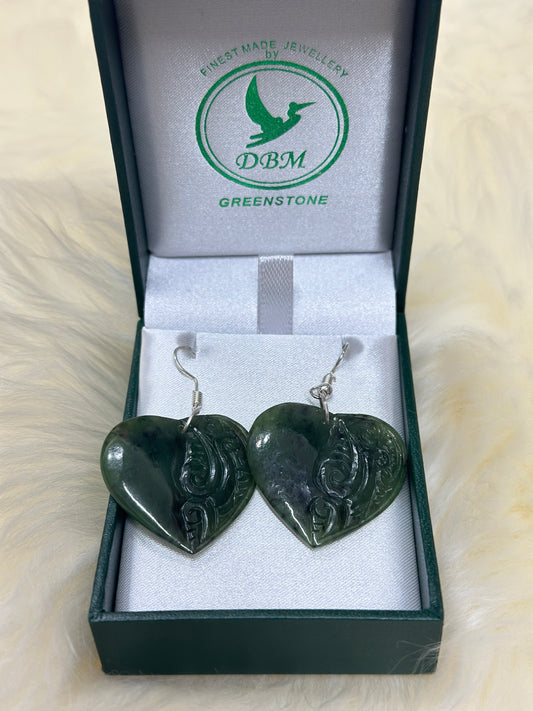 Greenstone Heart Earrings