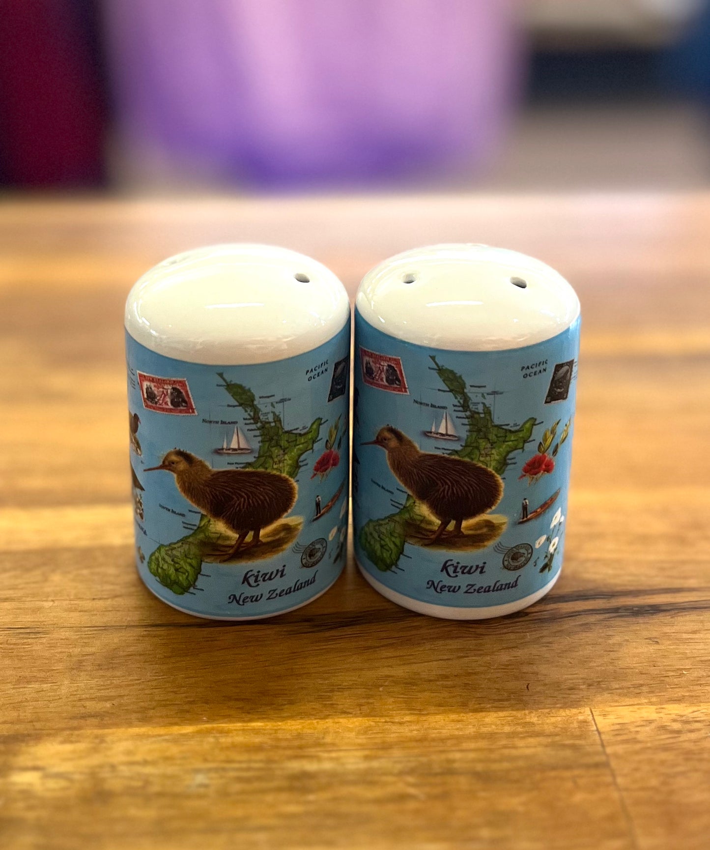 Kiwi Stamps Salt & Pepper Shakers