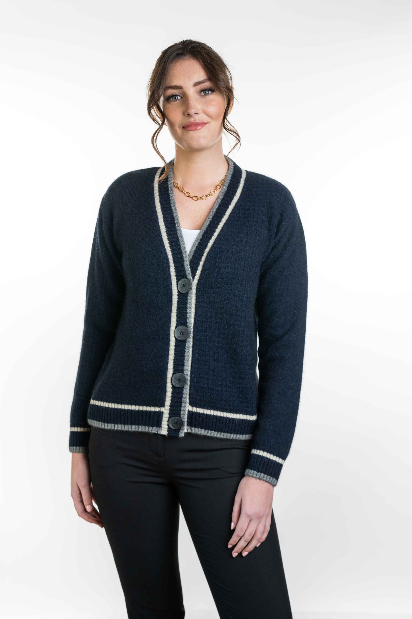 Contrast Textured Cardigan