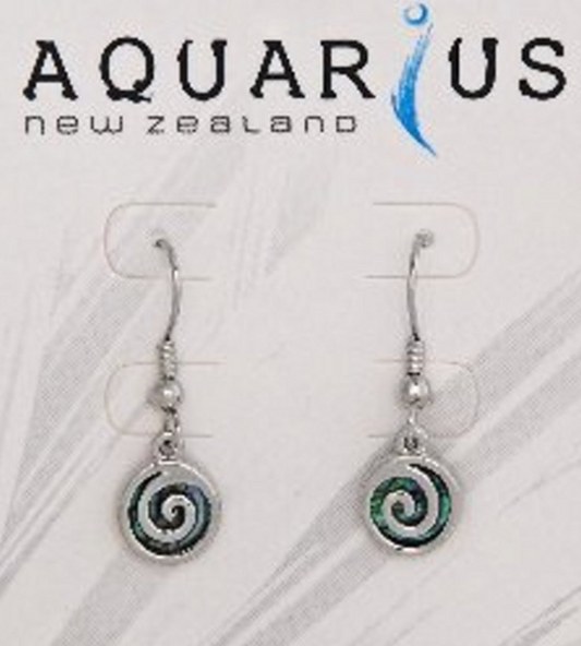 Paua Metal Spiral Hook Earrings