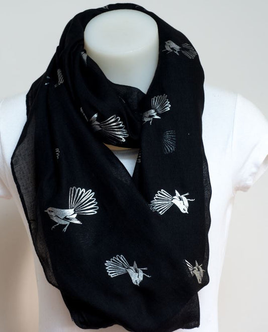 Black Fantail Foil Scarf